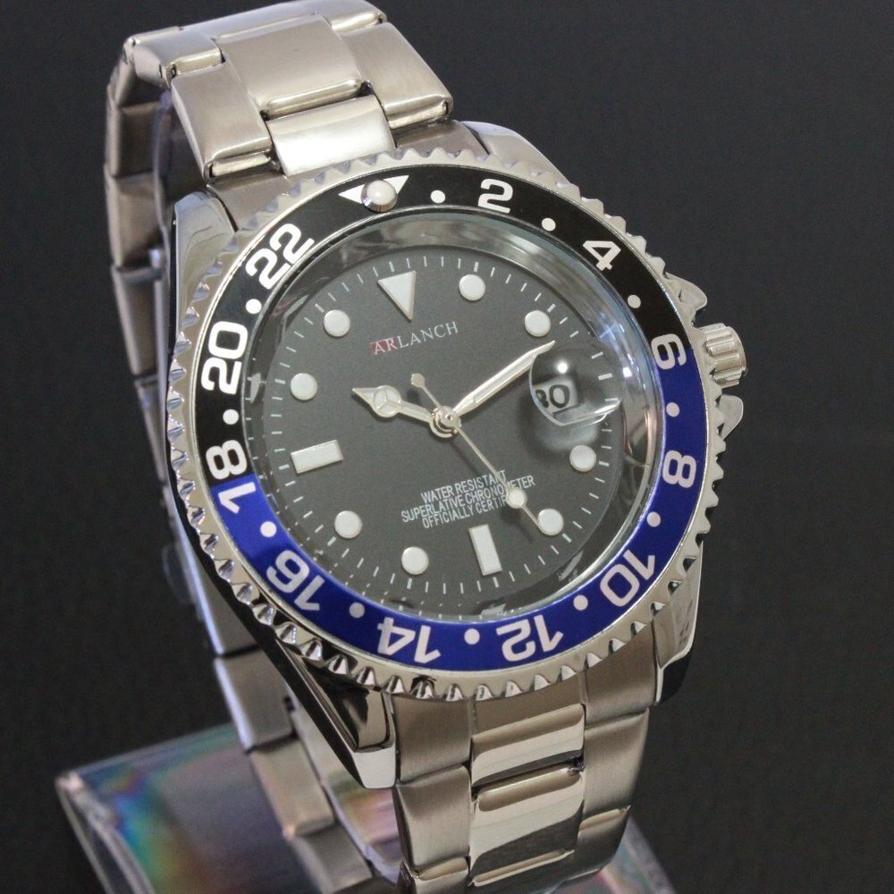 Men's Diver Style Watch Batman Bezel Stainless Bracelet 40mm
